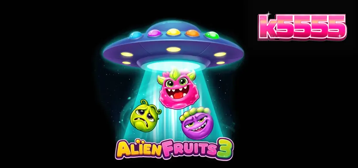 Tampilan visual slot Alien Fruits 3 dengan tema luar angkasa dan buah neon